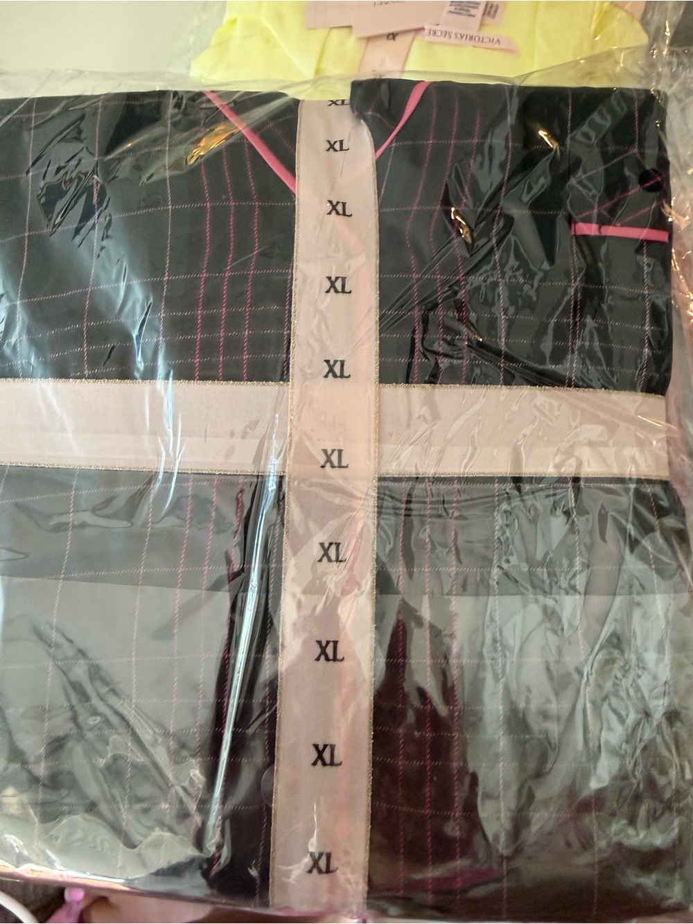 Victoria's Secret Black Pajama Top with Pink Stitching